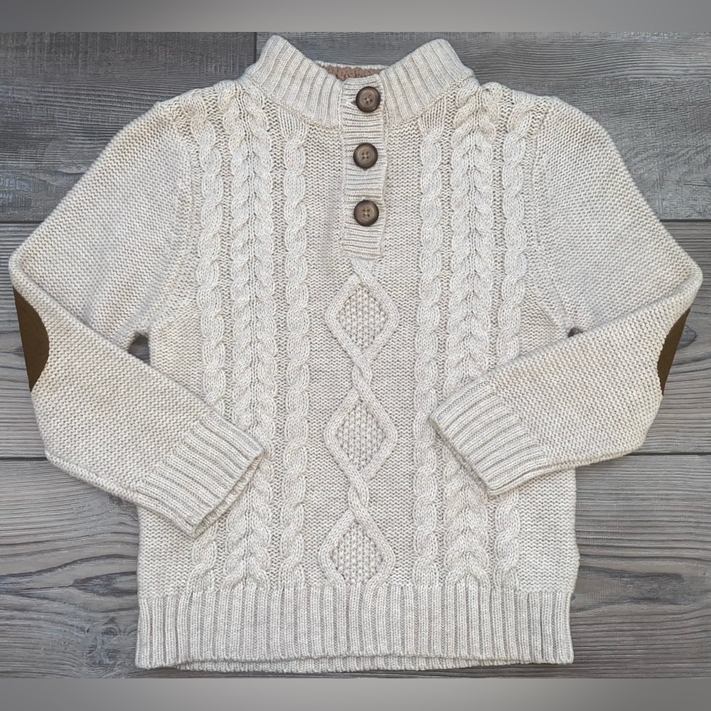 Fair Condition- Hanna Andersson Boy’s Button Ivory Cream Sweater Top Size 4 100